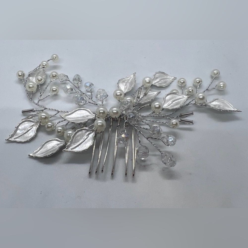 Beryuan Bridal Bridesmaid Prom Formal “Pearl”, Crystal vines & leaves hair comb